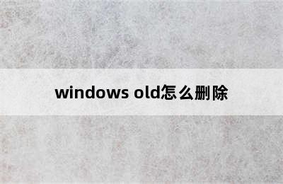 windows old怎么删除